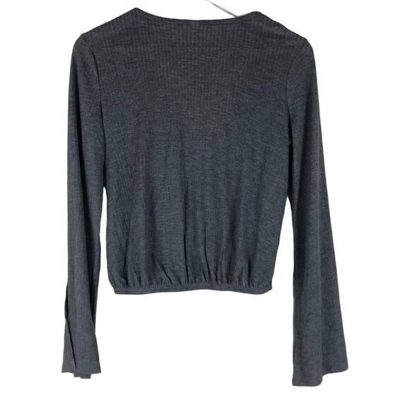 BP Faux Wrap Gray Ribbed Top Trumpet Surplice XS - Picture 4 of 7